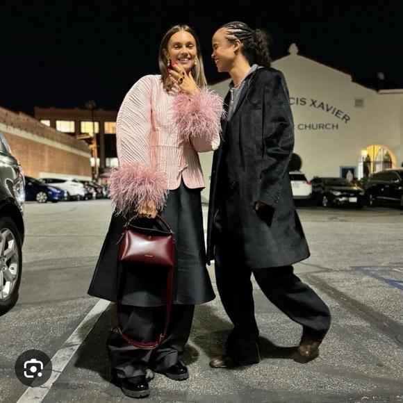 Sleeper Quilted Jacket in Pale Pink with Feather Trim - Picture 3 of 8